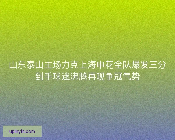 山东泰山主场力克上海申花全队爆发三分到手球迷沸腾再现争冠气势